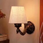 Antique Gold Wall Lamp for Office/Home/Gifting with Jute conical White Shade(7×5.5×9.25) Inches-68