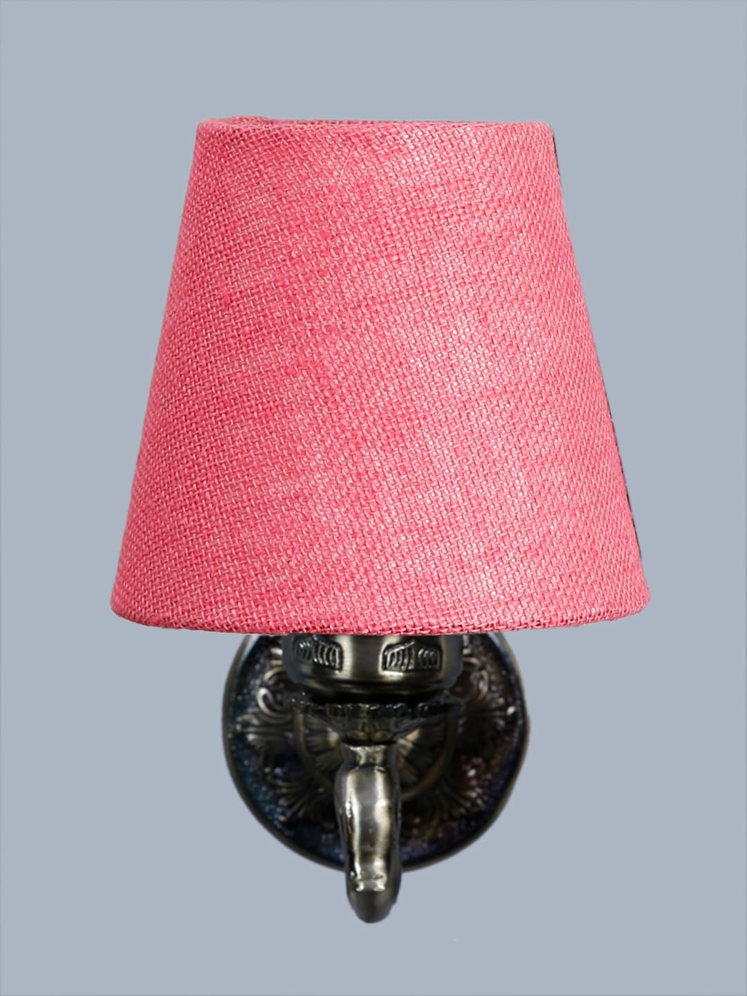 Antique Gold Wall Lamp for Office/Home/Gifting with Jute conical Pink Shade(7x5.5x9.25) Inches -69
