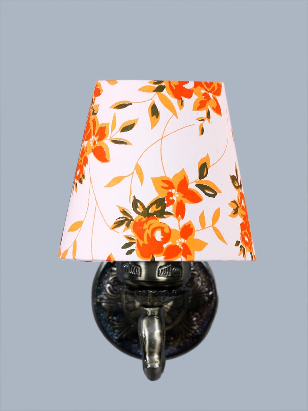 Antique Gold Wall Lamp for Office/Home/Gifting with Cotton conical Printed Shade(7x5.5x9.25) Inches -74