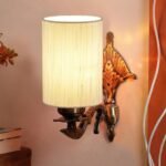 Antique Gold Wall Lamp for Office/Home/Gifting with Cotton Off-White Shade(8×4.25×11) Inches -76