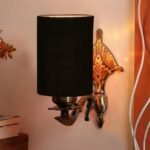 Antique Gold Wall Lamp for Office/Home/Gifting with Cotton Black Shade(8×4.25×11) Inches -77