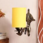 Antique Gold Wall Lamp for Office/Home/Gifting with Cotton Yellow Shade(8×4.25×11) Inches -80
