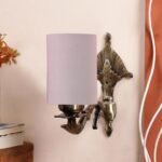 Antique Gold Wall Lamp for Office/Home/Gifting with Cotton Grey Shade(8×4.25×11) Inches -81