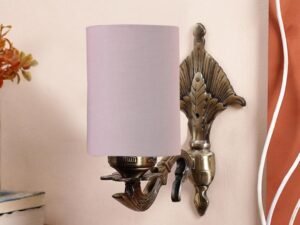 Antique Gold Wall Lamp for Office/Home/Gifting with Cotton Grey Shade(8x4.25x11) Inches -81