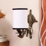 Antique Gold Wall Lamp for Office/Home/Gifting with Cotton White & Black Shade(8×4.25×11) Inches -82