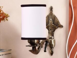Antique Gold Wall Lamp for Office/Home/Gifting with Cotton White & Black Shade(8x4.25x11) Inches -82