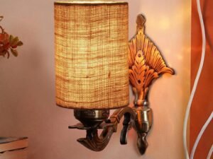 Antique Gold Wall Lamp for Office/Home/Gifting with Jute Beige Shade(8x4.25x11) Inches -83