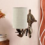 Antique Gold Wall Lamp for Office/Home/Gifting with Jute White Shade(8×4.25×11) Inches -84