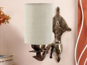 Antique Gold Wall Lamp for Office/Home/Gifting with Jute White Shade(8x4.25x11) Inches -84
