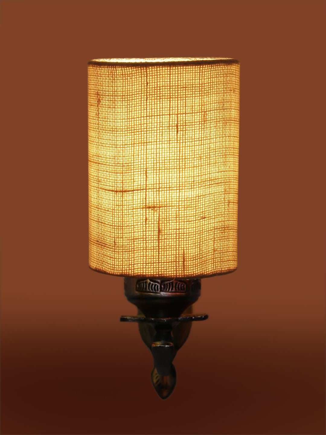 Antique Gold Wall Lamp for Office/Home/Gifting with Jute White Shade(8x4.25x11) Inches -84