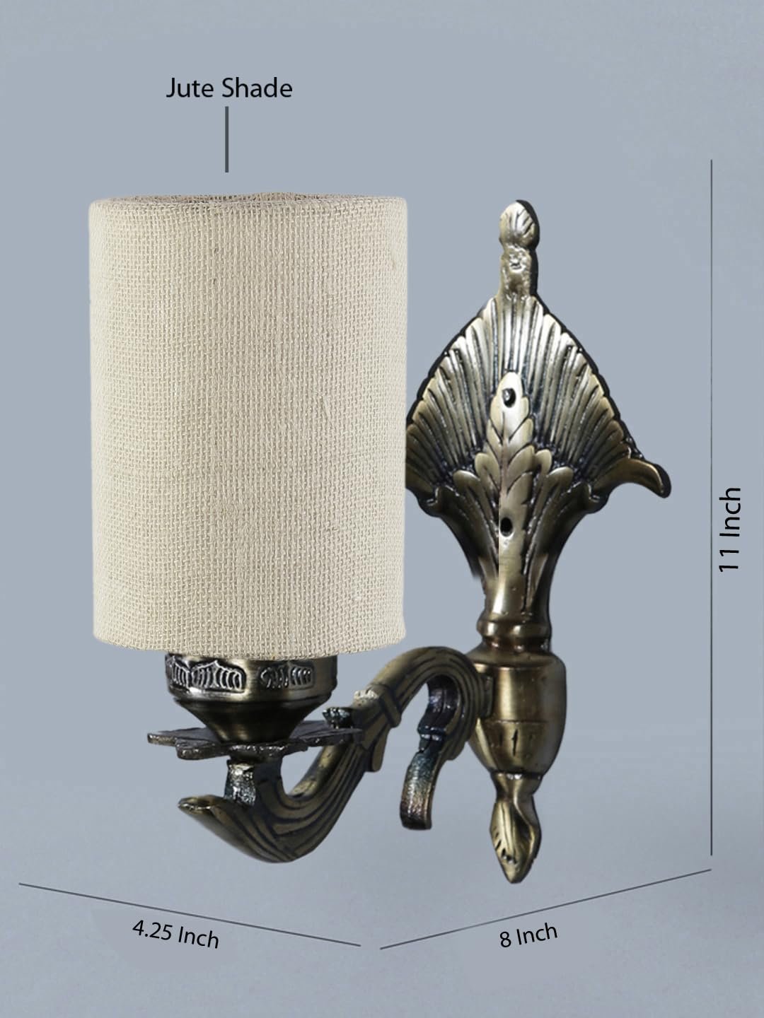 Antique Gold Wall Lamp for Office/Home/Gifting with Jute White Shade(8x4.25x11) Inches -84