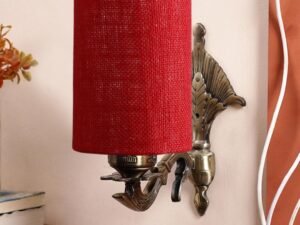 Antique Gold Wall Lamp for Office/Home/Gifting with Jute Maroon Shade(8x4.25x11) Inches -86