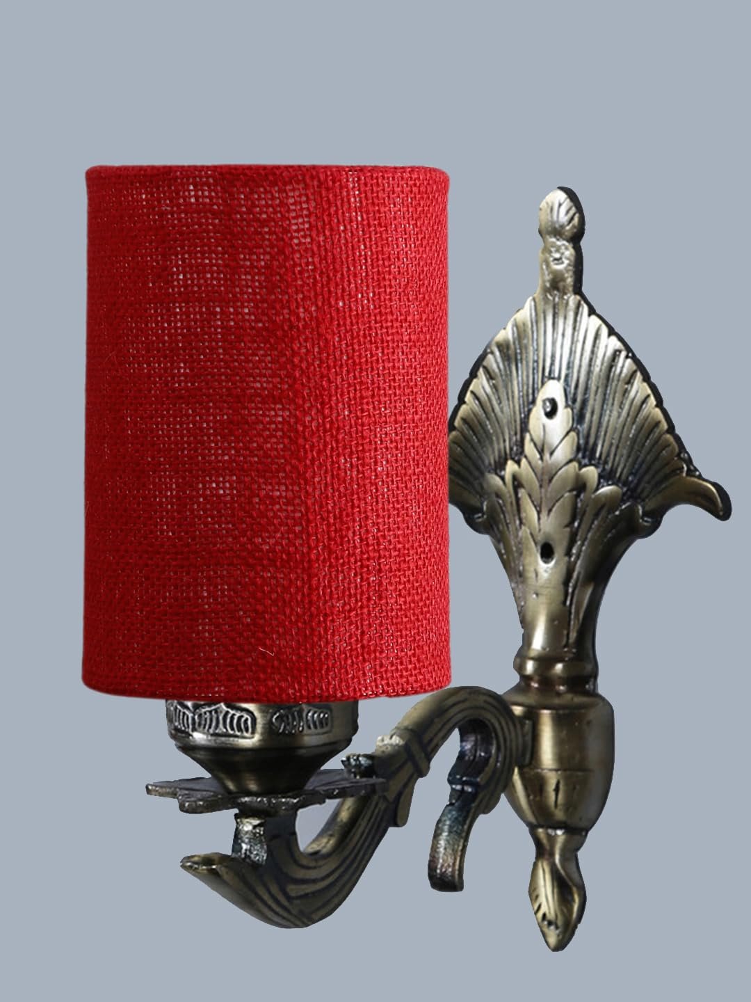 Antique Gold Wall Lamp for Office/Home/Gifting with Jute Maroon Shade(8x4.25x11) Inches -86