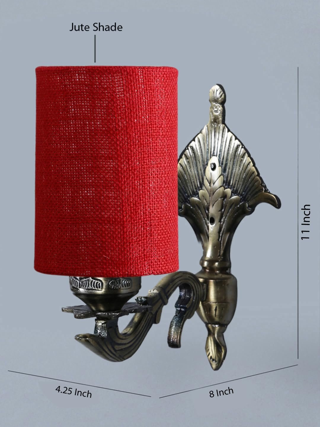 Antique Gold Wall Lamp for Office/Home/Gifting with Jute Maroon Shade(8x4.25x11) Inches -86