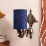 Antique Gold Wall Lamp for Office/Home/Gifting with Jute Blue Shade(8×4.25×11) Inches -87