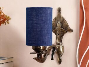 Antique Gold Wall Lamp for Office/Home/Gifting with Jute Blue Shade(8x4.25x11) Inches -87
