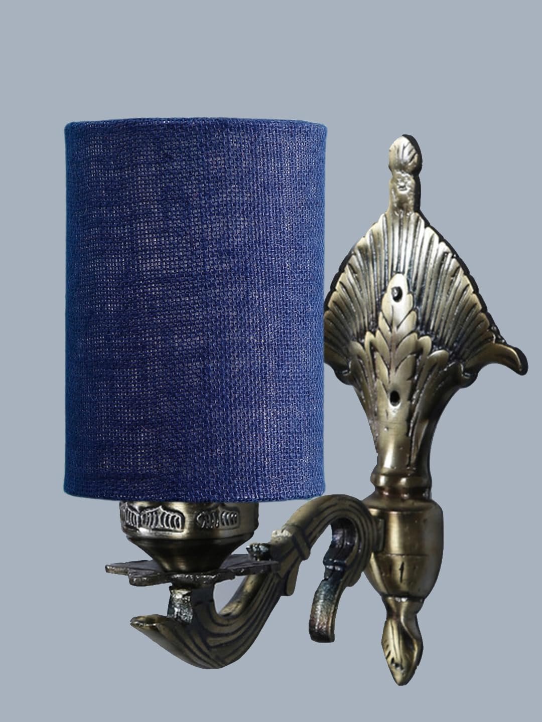 Antique Gold Wall Lamp for Office/Home/Gifting with Jute Blue Shade(8x4.25x11) Inches -87