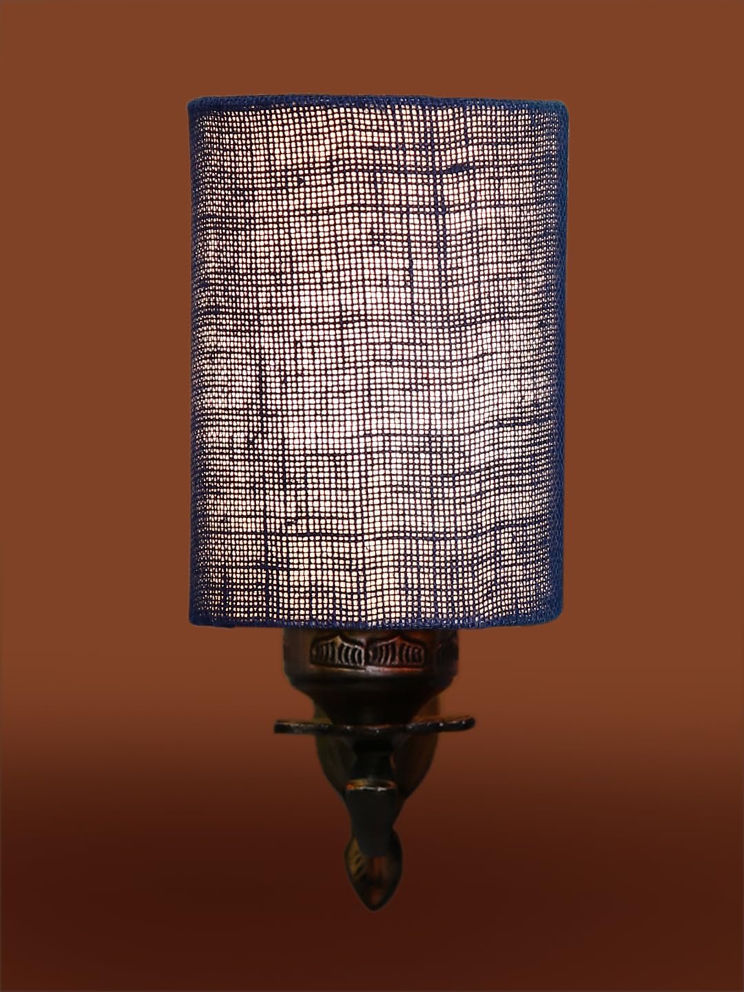 Antique Gold Wall Lamp for Office/Home/Gifting with Jute Blue Shade(8x4.25x11) Inches -87