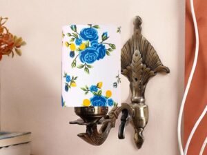 Antique Gold Wall Lamp for Office/Home/Gifting with Cotton Printed Shade(8x4.25x11) Inches -88