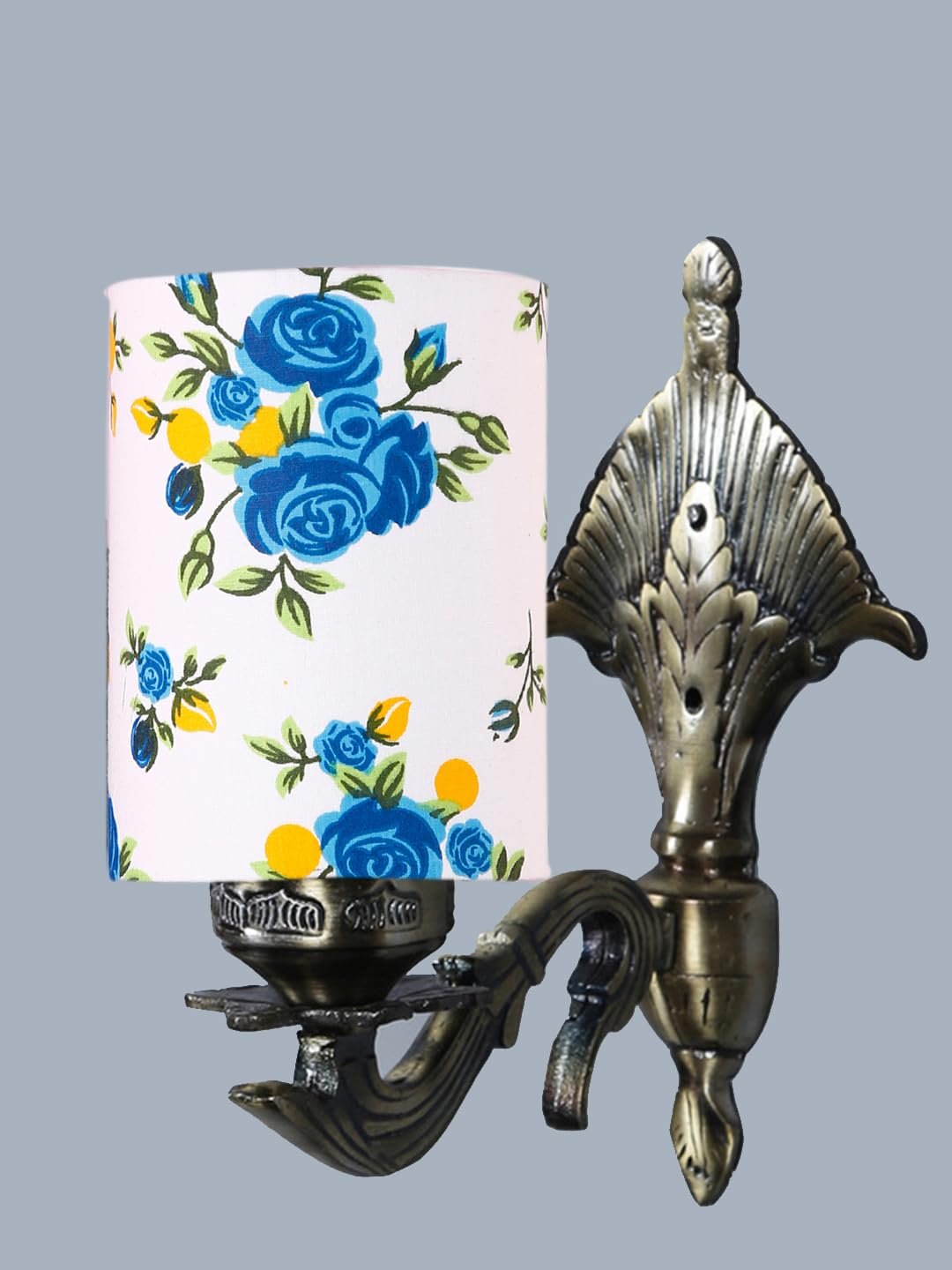 Antique Gold Wall Lamp for Office/Home/Gifting with Cotton Printed Shade(8x4.25x11) Inches -88