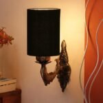 Antique Gold Wall Lamp for Office/Home/Gifting with Cotton Black Shade(8×4.25×11) Inches -92