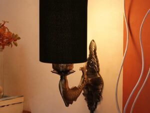 Antique Gold Wall Lamp for Office/Home/Gifting with Cotton Black Shade(8x4.25x11) Inches -92