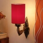Antique Gold Wall Lamp for Office/Home/Gifting with Cotton Red Shade(8×4.25×11) Inches -93