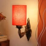 Antique Gold Wall Lamp for Office/Home/Gifting with Cotton Orange Shade(8×4.25×11) Inches -94