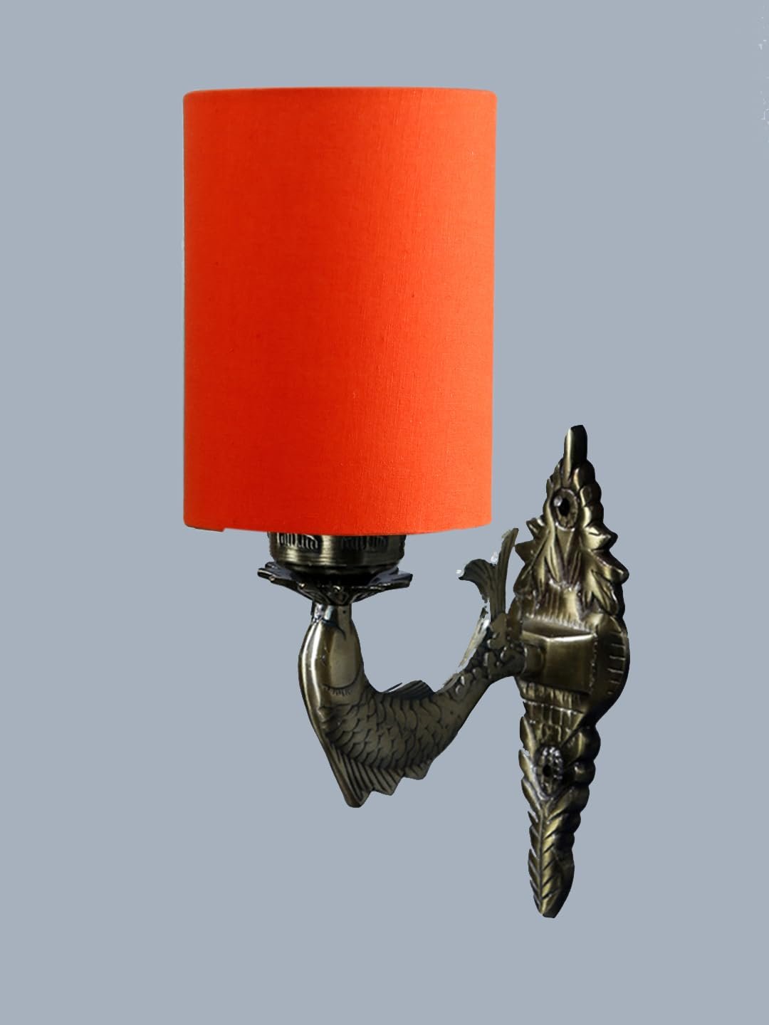 Antique Gold Wall Lamp for Office/Home/Gifting with Cotton Orange Shade(8x4.25x11) Inches -94