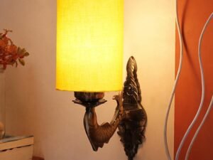 Antique Gold Wall Lamp for Office/Home/Gifting with Cotton Yellow Shade(8x4.25x11) Inches -95