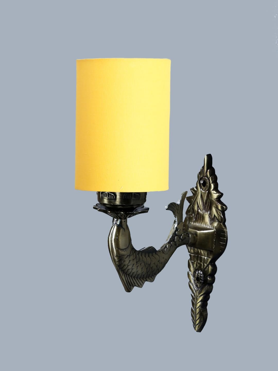 Antique Gold Wall Lamp for Office/Home/Gifting with Cotton Yellow Shade(8x4.25x11) Inches -95