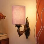 Antique Gold Wall Lamp for Office/Home/Gifting with Cotton Grey Shade(8×4.25×11) Inches -96