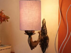 Antique Gold Wall Lamp for Office/Home/Gifting with Cotton Grey Shade(8x4.25x11) Inches -96