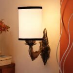 Antique Gold Wall Lamp for Office/Home/Gifting with Cotton White & Black Shade(8×4.25×11) Inches -97