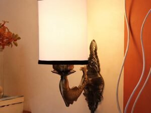 Antique Gold Wall Lamp for Office/Home/Gifting with Cotton White & Black Shade(8x4.25x11) Inches -97