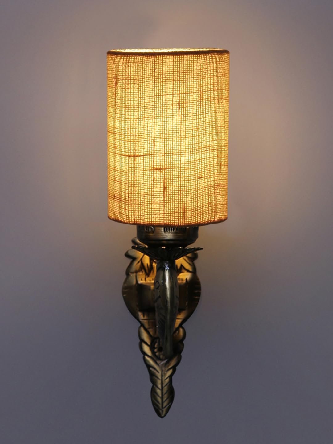 Antique Gold Wall Lamp for Office/Home/Gifting with Jute White Shade(8x4.25x11) Inches -99