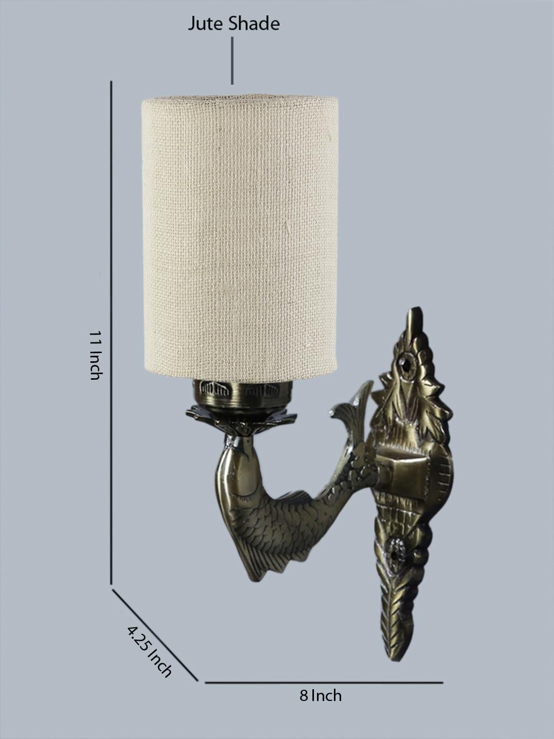 Antique Gold Wall Lamp for Office/Home/Gifting with Jute White Shade(8x4.25x11) Inches -99