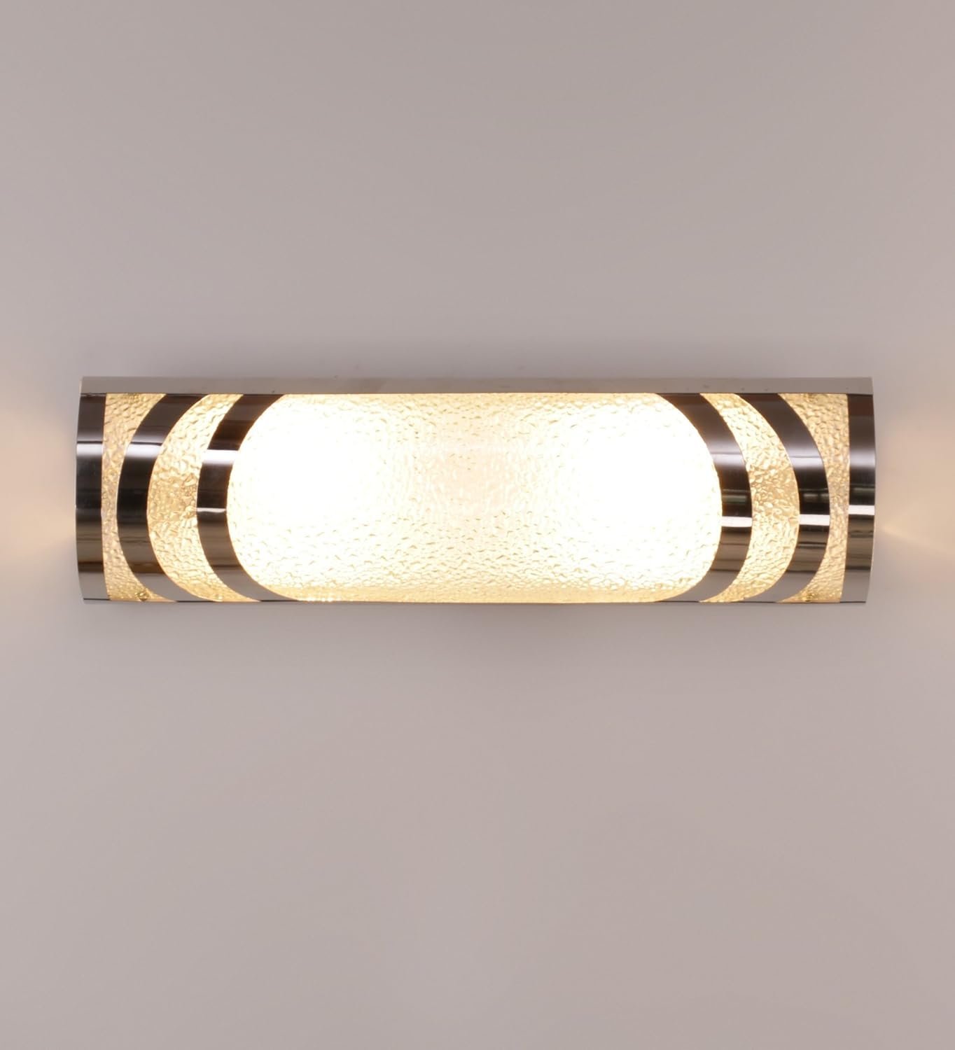 Off White Steel & Glass Bathroom Light for Wash Basin/Mirror