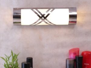 Off White Steel & Glass Bathroom Light for Wash Basin/Mirror