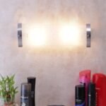Off White Steel & Glass Bathroom Light for Wash Basin/Mirror