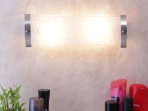 Off White Steel & Glass Bathroom Light for Wash Basin/Mirror