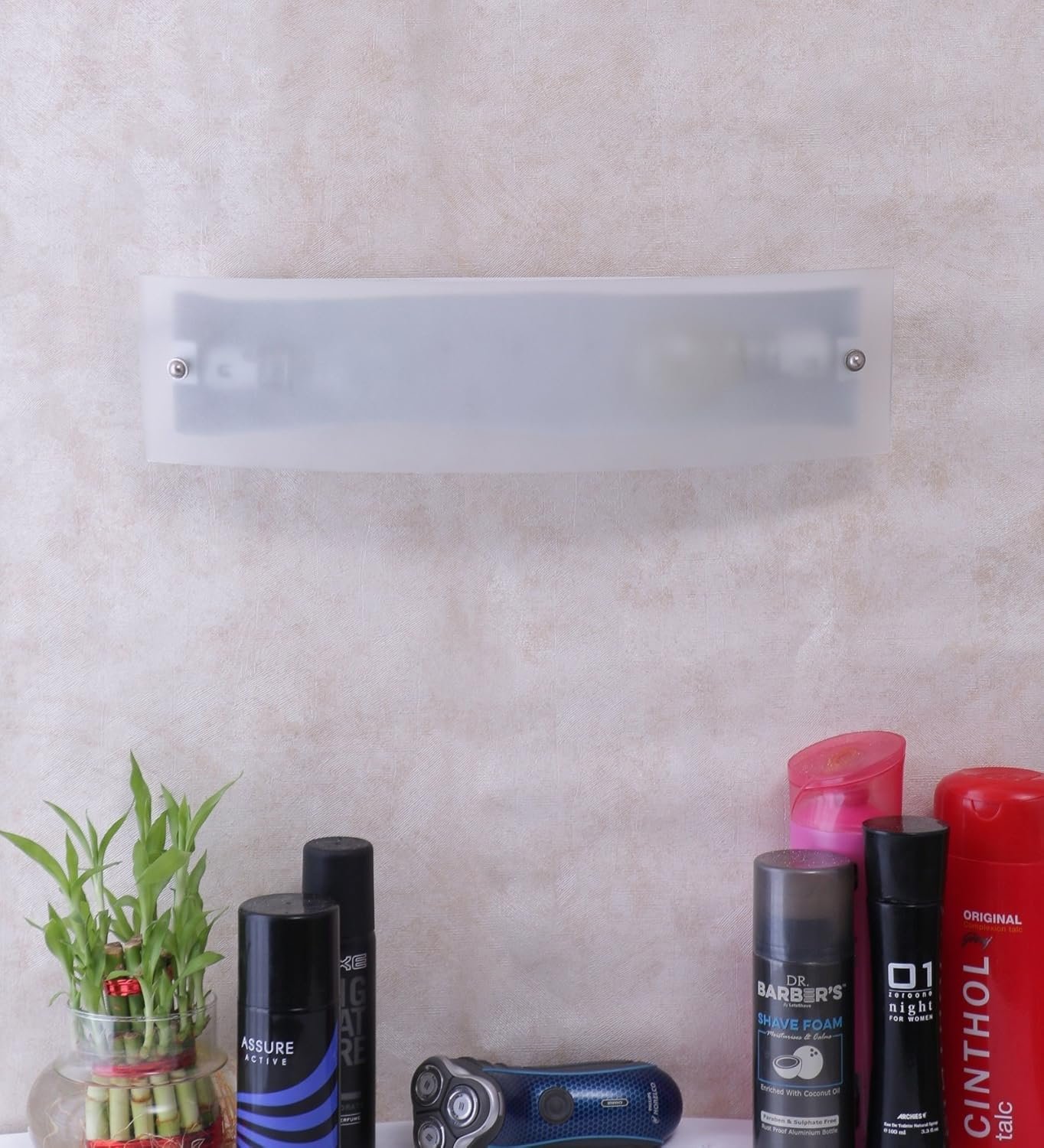 Off White Metal & Glass Bathroom Light for Wash Basin/Mirror
