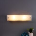 Off White Metal Leaf & Glass Bathroom Light for Wash Basin/Mirror
