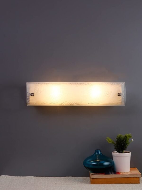 Off White Metal Leaf & Glass Bathroom Light for Wash Basin/Mirror