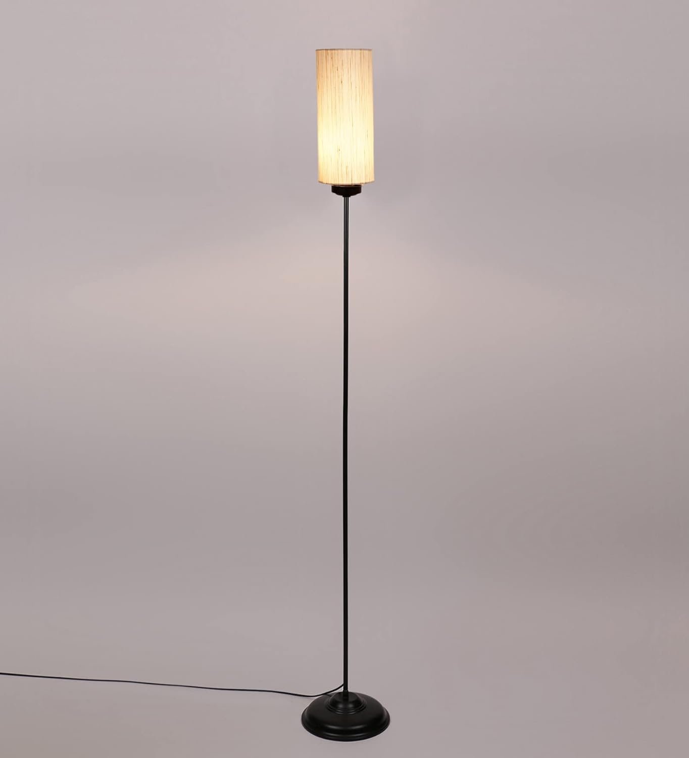 Thin Off-White Cotton Shade with Iron Floor lamp