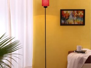 Thin Red Cotton Shade with Iron Floor lamp