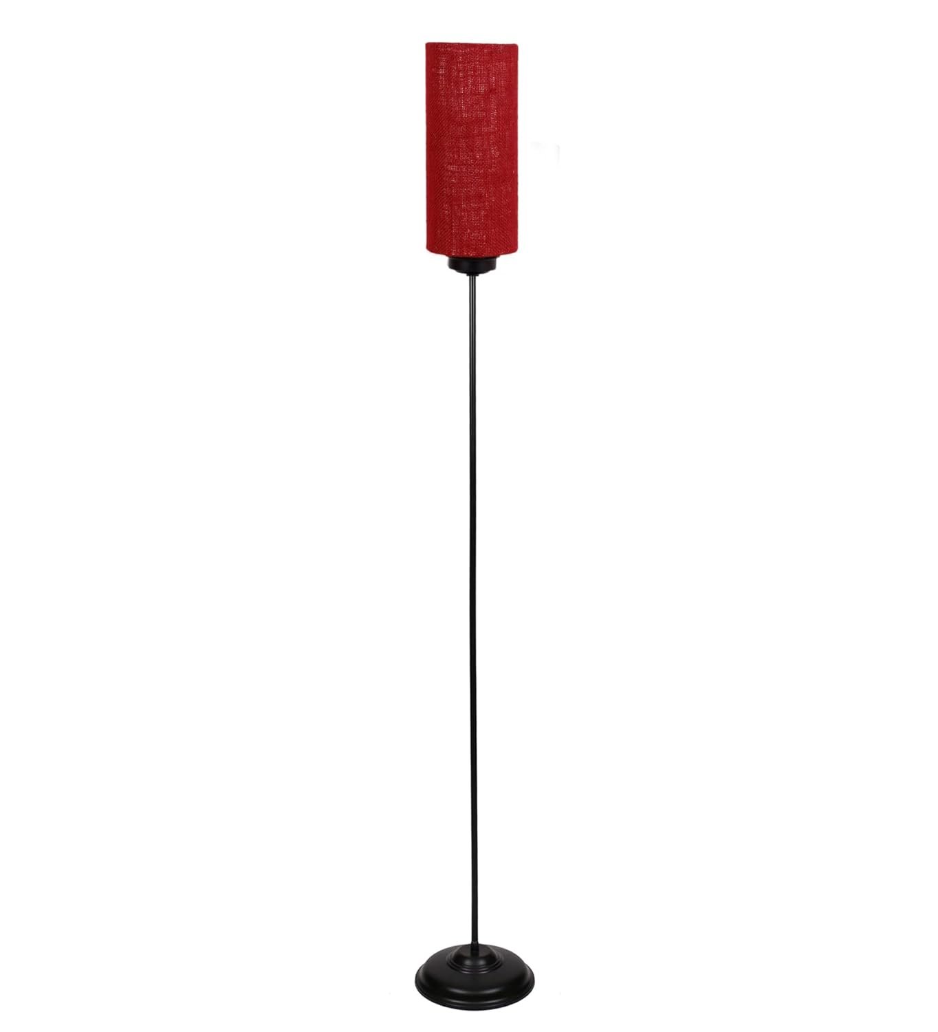 Thin Maroon Jute Shade with Iron Floor lamp
