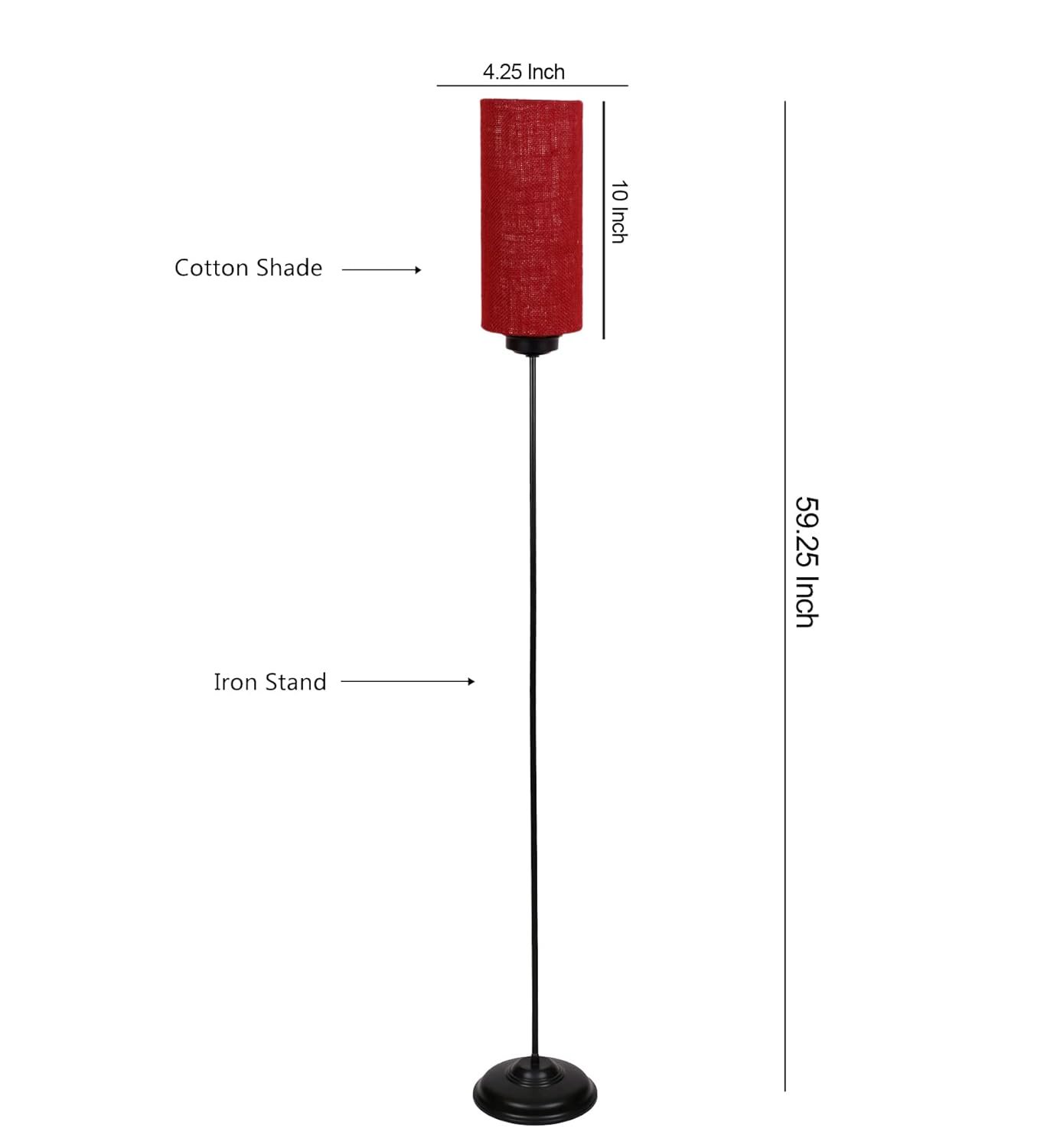 Thin Maroon Jute Shade with Iron Floor lamp