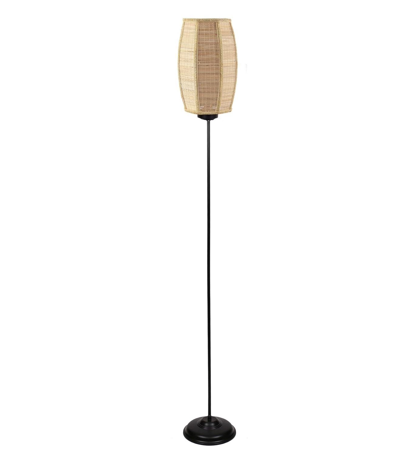 Thin Dholak Bamboo Shade with Iron Floor lamp