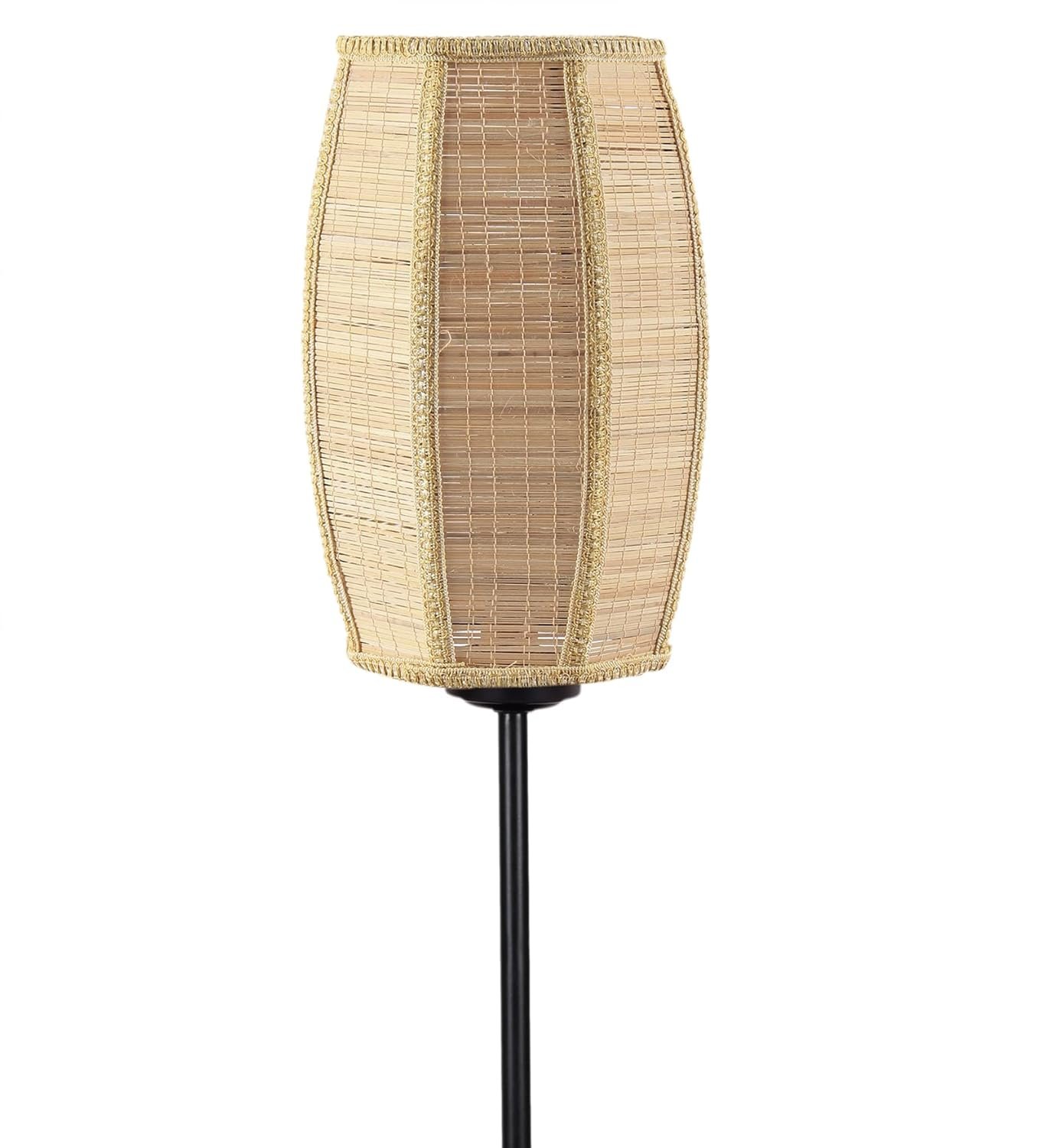 Thin Dholak Bamboo Shade with Iron Floor lamp